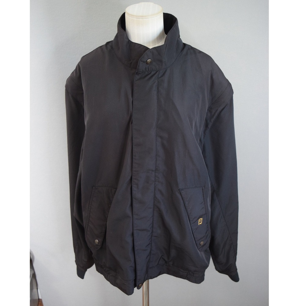 DryJoys by FootJoy Black Golf Jacket Large Mens Zip Off Sleeves Rain Golf
